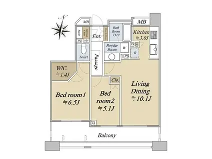 シティハウス桜新町(2LDK/7階)の間取り写真