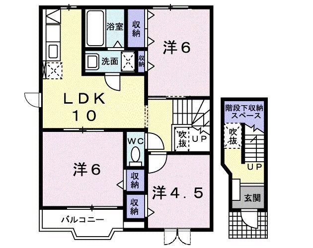 メゾンシャンポリオン C(3LDK/2階)の間取り写真