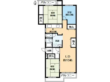 中落合第2 480号棟(3LDK/4階)の間取り写真