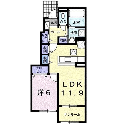 ノイ フラン ハウス II(1LDK/1階)の間取り写真