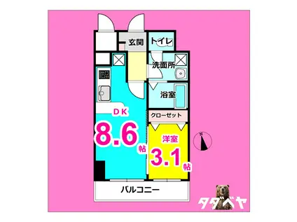 LA DOUCEUR今池(1LDK/6階)の間取り写真