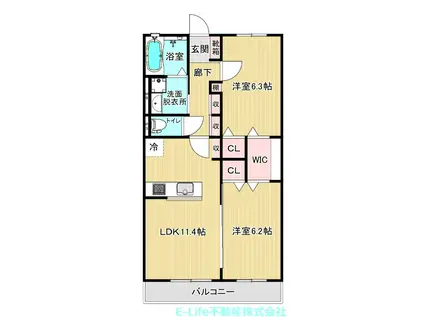 ラ コリーナ大津(2LDK/1階)の間取り写真