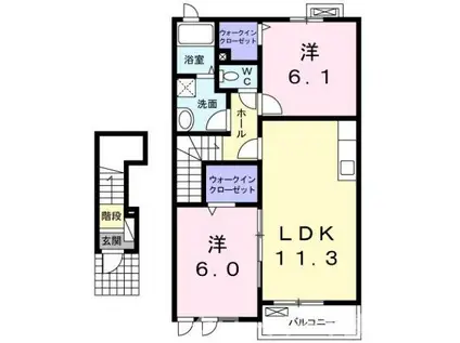 メゾンハナブサII(2LDK/2階)の間取り写真