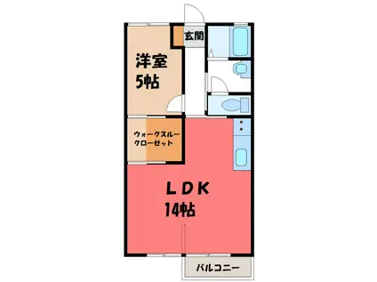 グランシャリオC(1LDK/2階)の間取り写真