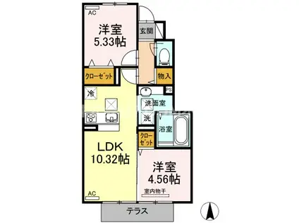 エル・グレイスII(2LDK/1階)の間取り写真