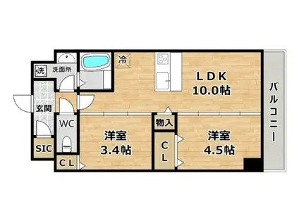 スプランディッドIX(2LDK/7階)の間取り写真