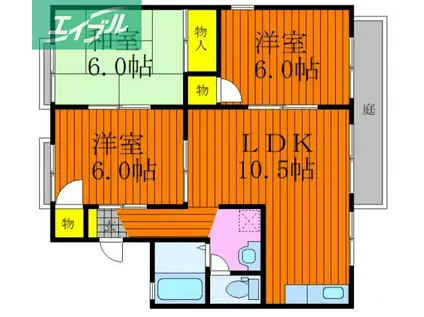 セジュール大守(3LDK/1階)の間取り写真