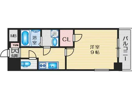 エストーネ江坂(1K/10階)の間取り写真