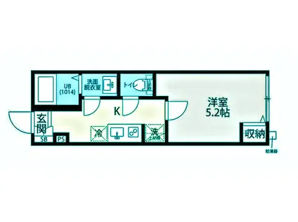 エクセラン立石Ⅱ(1K/1階)の間取り写真