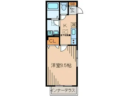 ヴィチーノ(1K/1階)の間取り写真