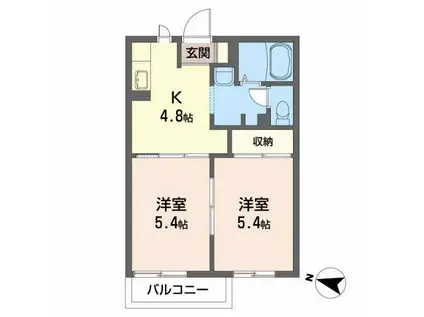 コートラックスD(2K/1階)の間取り写真