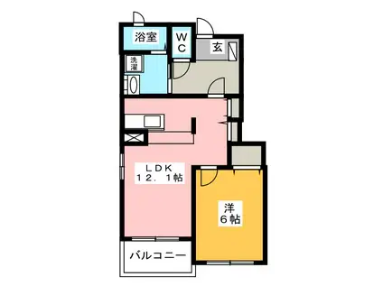 アイランド コート(1LDK/1階)の間取り写真