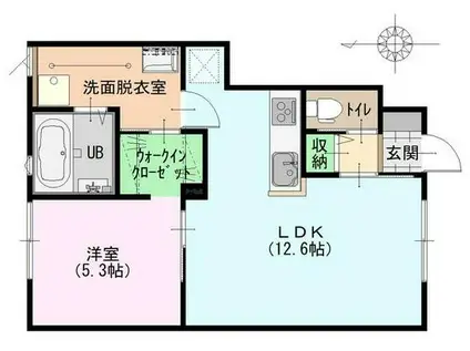 グラン・パレスかほくV(1LDK/1階)の間取り写真