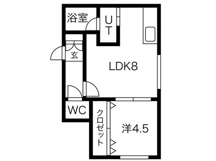 ジュネスコート元町(1LDK/2階)の間取り写真
