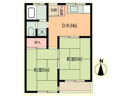 パークシティーもみの木台(2DK/2階)の間取り写真