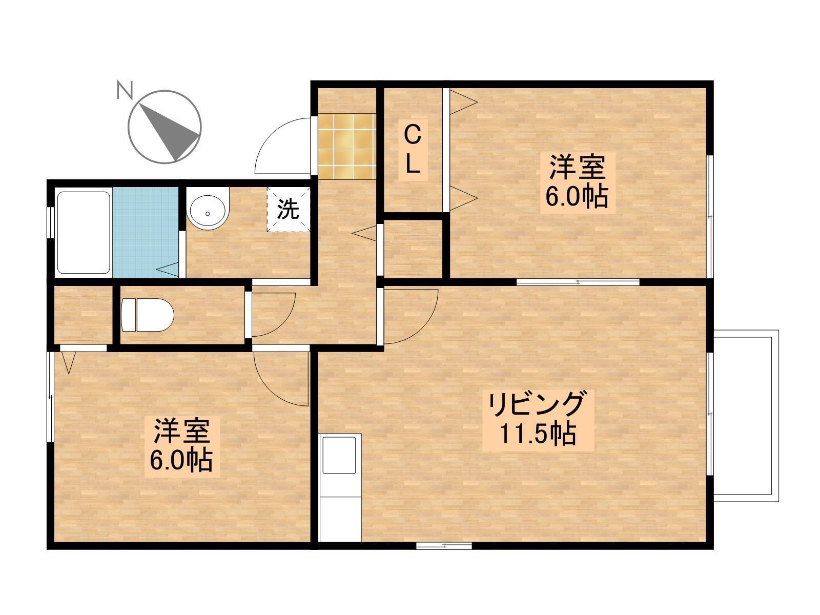 セジュールYMIV(2LDK/1階)の間取り写真