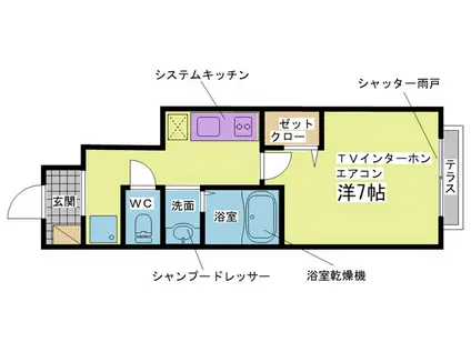 シュエット(1K/1階)の間取り写真