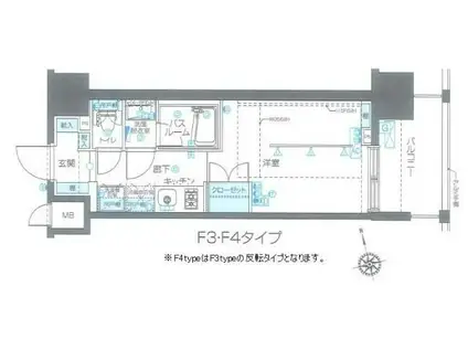 ZOOM品川南(1K/12階)の間取り写真
