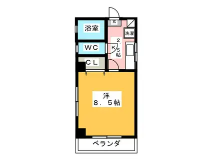 シャトーセブン(1K/1階)の間取り写真