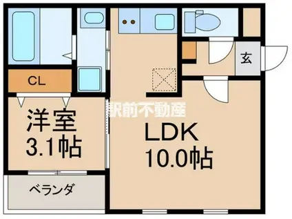 試験場前プレミアII(1LDK/3階)の間取り写真