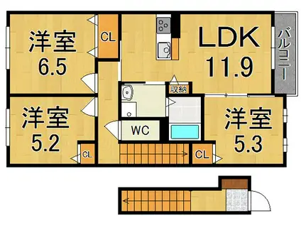 シャーメゾン田原本 B(3LDK/2階)の間取り写真