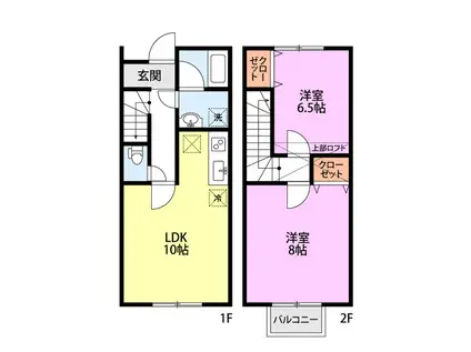シャレー富塚町C棟(2LDK/1階)の間取り写真