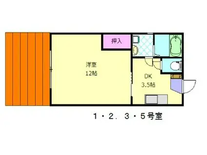 Fガーデン教育大前I(1K/1階)の間取り写真