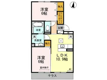 アルティスタB(2LDK/1階)の間取り写真