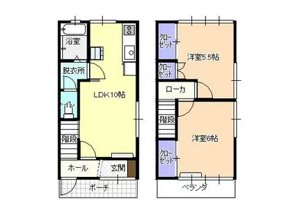 小松ハイツ(2LDK/1階)の間取り写真
