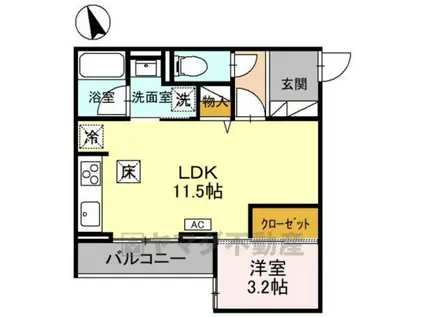 RE TORSIA南大通(1LDK/1階)の間取り写真