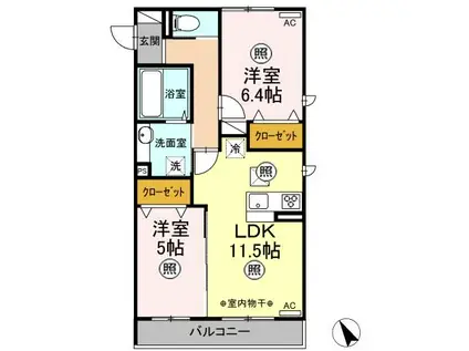 プリムラ101(2LDK/1階)の間取り写真