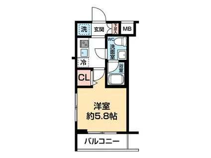 ARCOBALENO KAWASAKI ウエスト(1K/5階)の間取り写真