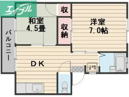 星島コーポA棟(2DK/2階)の間取り写真