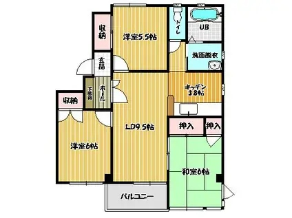 オーエムマンション(3LDK/4階)の間取り写真