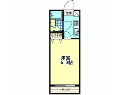 リバーサイド国立(1K/4階)の間取り写真