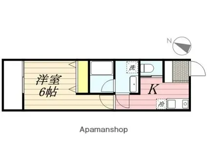 ヒルトップ西谷(1K/1階)の間取り写真