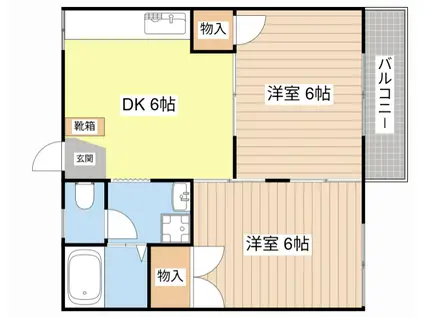 第三カナヤハイツ(2DK/2階)の間取り写真