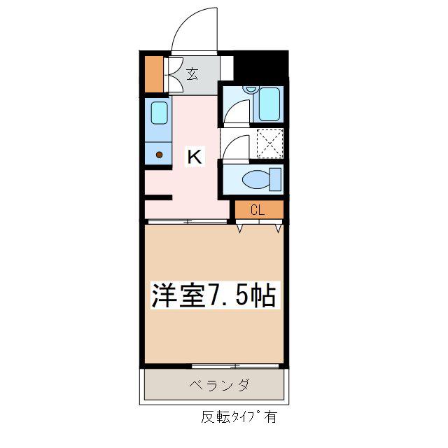 石芝イン・北(1K/1階)の間取り写真