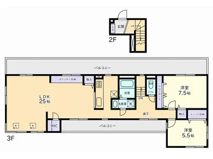 メゾンシェル(2LDK/3階)の間取り写真