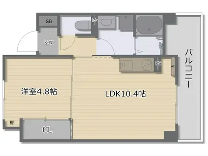 エクセル三国ヶ丘III(1LDK/2階)の間取り写真