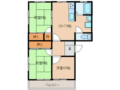 ナカシマハイツ(3DK/3階)の間取り写真