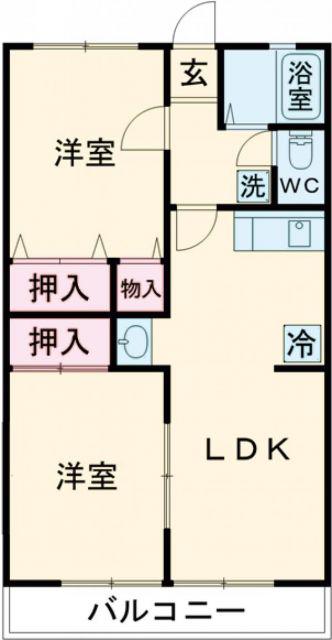 シティハイムヒロA(2LDK/2階)の間取り写真