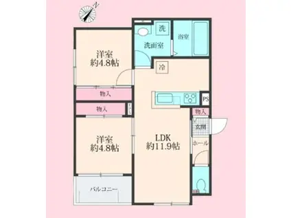 FIRST LEAF(2LDK/3階)の間取り写真