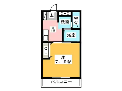 GOODLUCK(1K/3階)の間取り写真