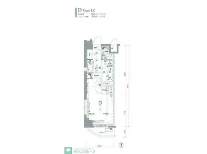 グロース錦糸町ミルーナヒルズ(1K/2階)の間取り写真