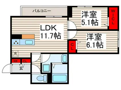 セレスティア興野(2LDK/3階)の間取り写真