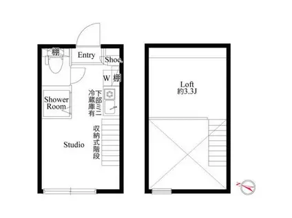 ハーモニーテラス中丸子(ワンルーム/1階)の間取り写真