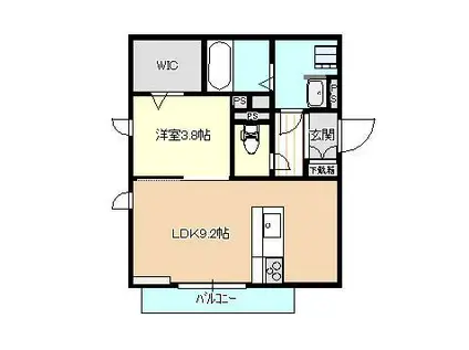 ソアヴィータ新山口(1LDK/2階)の間取り写真