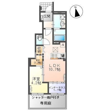 桜テラス(1LDK/1階)の間取り写真