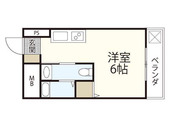 第6みぞたコーポ(1K/3階)の間取り写真